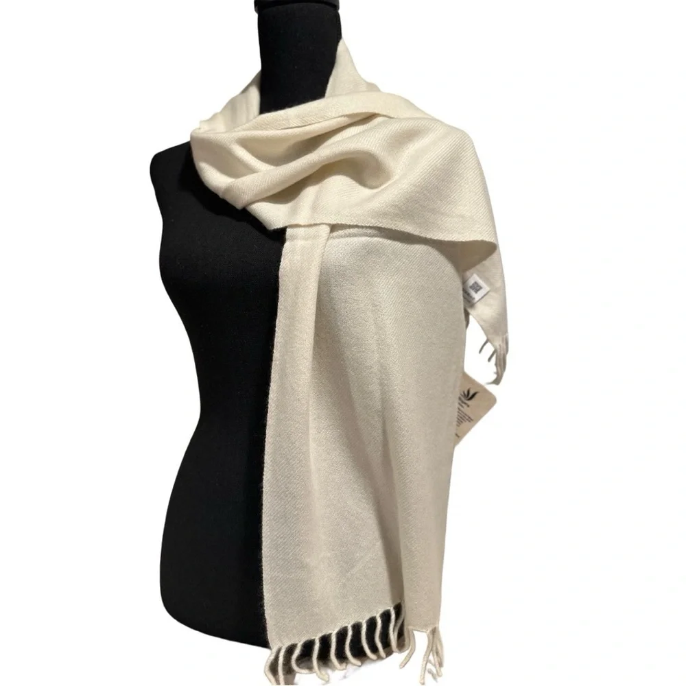 100% Pure 4-Ply Chyangra Pashmina Cashmere Scarf Handmade Nepal COA NWT - SAND